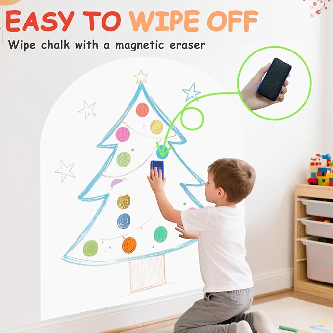 Magnetic Wall Decal 40x32 Inch White Magnetic Wall Decal Arch Chalkboard with Multiple Accessories for Home Playroom and Classroom