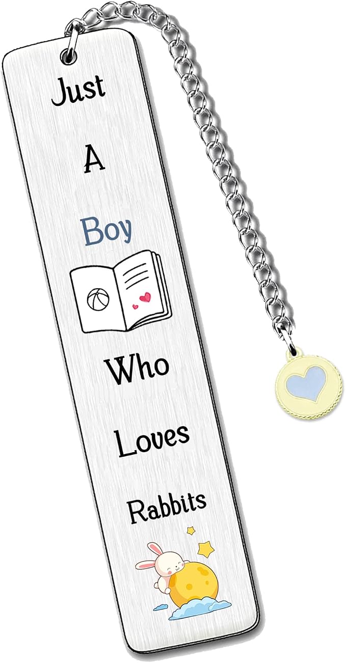 Rabbit Bookmarks Best Friend Man Teens Distance Accompany Just a Boy who Loves Rabbits Son Brother Grandson Book Accessory Personalised Birthday Boyfriend Valentines Day Rabbit Lover Christmas Gifts