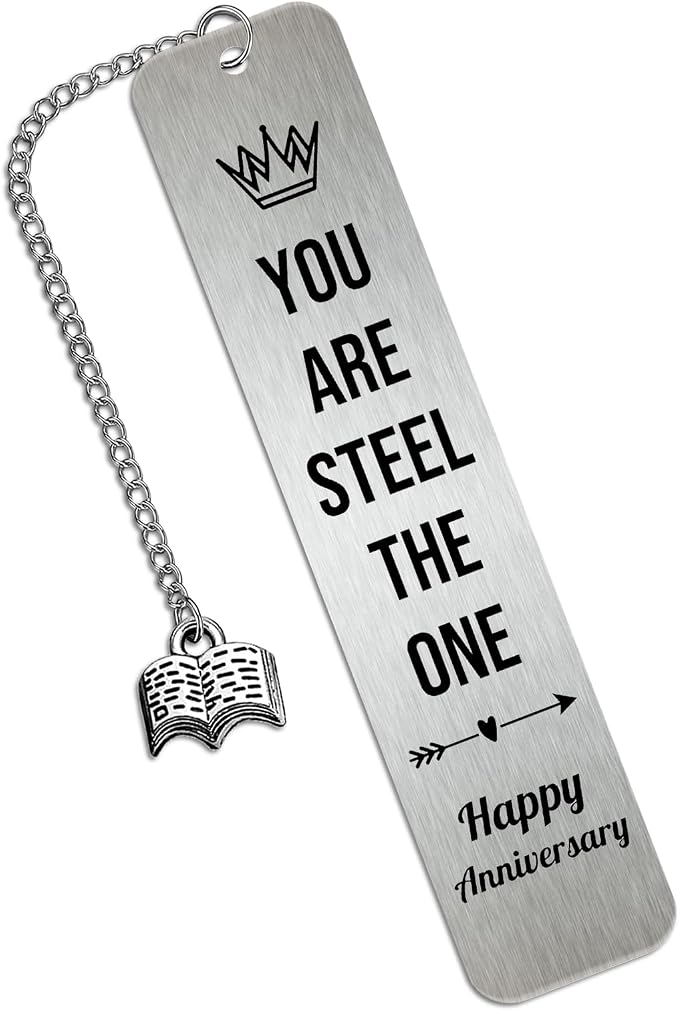 Anniversary Bookmark Gifts for Her Him, 11th Steel Wedding Anniversary Bookmarks, Best Commemorative Gift for Wife, Couple Book Marks Christmas Gifts for Book Lovers