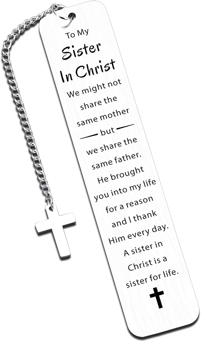 to My Sister in Christ Cross Bookmark Gifts, Secret Sister Gifts for Women Christian, Religious Gift for Female, Baptism Gift for Girls, Inspirational Bible Verse Bookmark, Birthday Gift
