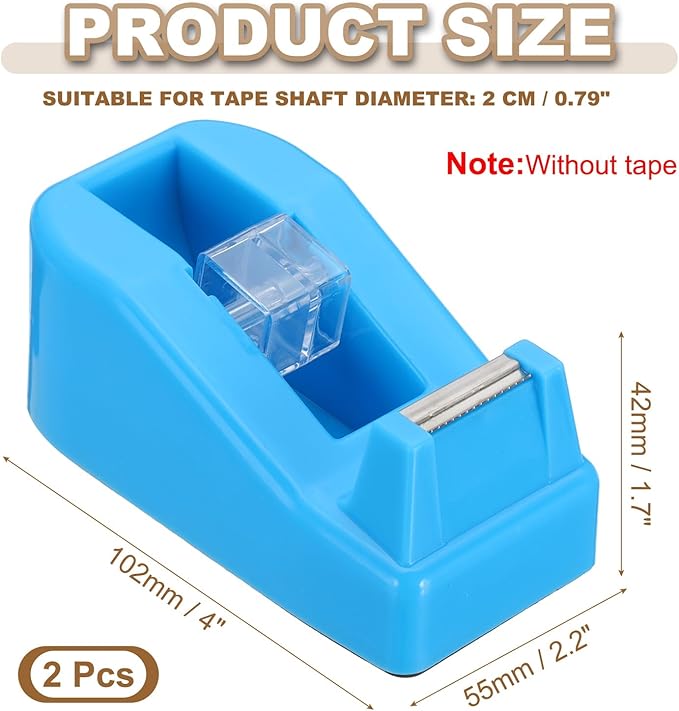 PATIKIL 2pcs Tape Dispenser Desk, Small Tape Dispenser Cute Desktop Dispenser Holder for Tape Office Desktop, Blue
