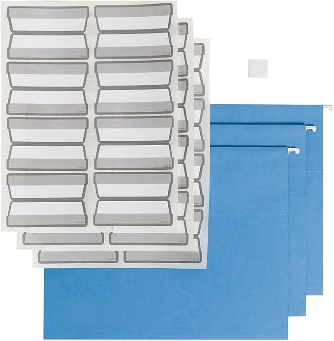 Smead Hanging File Folder with Erasable ProTab, 1/3-Cut Erasable Tabs, Adjustable Position, Letter Size, Blue, 20 per Box, Eraser Included (64210)