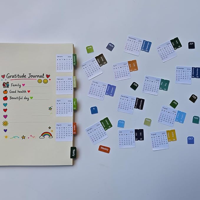 Calendar Stickers Planner Monthly Stickers Self Adhesive Index Tabs for Daily Planners & Journals, Work, School, or Home Management (Growth)