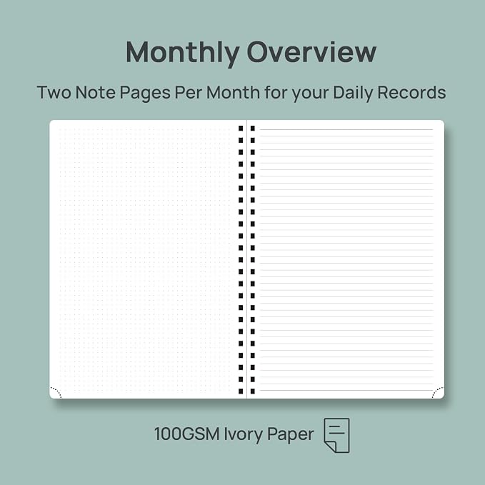 POPRUN 2026-2027 Monthly Planner, Large Size 8.25" x 11.75", 16-Month Soft Cover Agenda Calendar from April 2026 to July 2027, Appointment Book with Spiral Bound, Monthly Tabs, Notes and Expenses Pages - Indigo Blue
