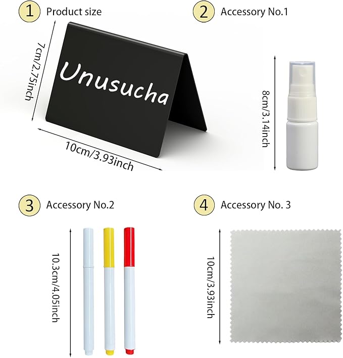 10cm x 7.6cm Mini Erasable Blackboard Food Labels for Party Buffet & Party, Reusable Food Signs for Buffet, Suitable for Supermarkets, Bakeries, Cafes (12pcs)