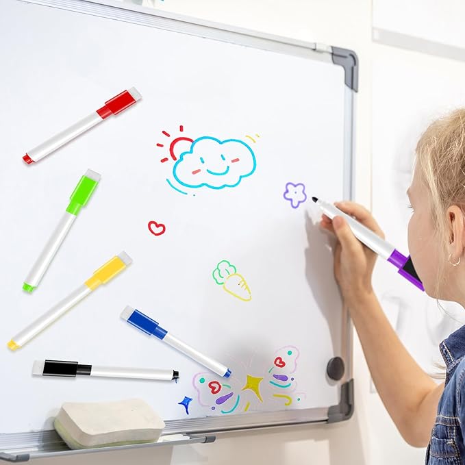 25 Pcs Colorful Magnetic Dry Erase Markers, 4.5 Inch Colorful Magnetic Whiteboard Pens with Eraser Cap, Fine Tip Whiteboard Markers Bulk for School, Office, Home Supplies