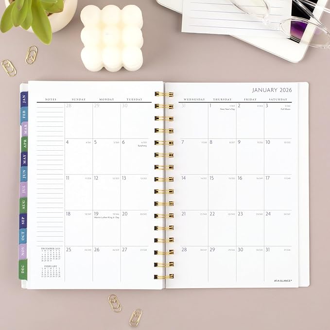 AT-A-GLANCE 2025 Planner, Weekly & Monthly, 5-1/2" x 8-1/2" Small, Badge, Floral (1722F-200-25)