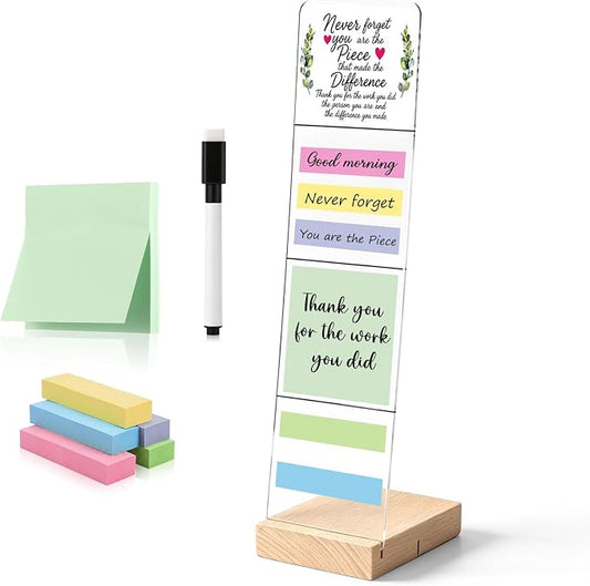 Affrolling Monitor Memo Board with Removable Wooden Base Acrylic Portable Memo Notes Holder Desk Accessories Organizer with 600 Sheets Reminder Notes Office Desk Decor Gift (Appreciation)