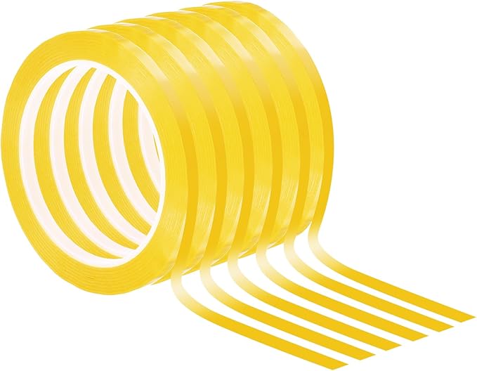 PATIKIL 1/4" Whiteboard Tape, 6 Pack Thin Dry Erase Tape for Graphic Chart Marking DIY Art, Dark Yellow