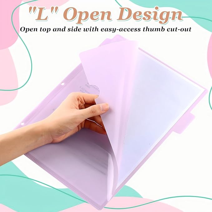 Kosiz 18 Pcs Binder Dividers for 3 Rings Binders Index Dividers with Pocket Plastics Sheets Protectors with Tab Labels for School Office Organization(Macaron Color)