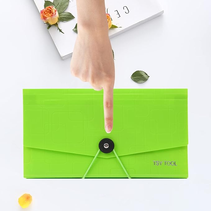 Pack of 4 Expandable File Folder,10"x5.5" Portable Accordion Document Pocket, Office Desk Organizer-13 Pockets,for Receipts, Coupons and Tickets, Check Size Water Resistant-Assorted Color
