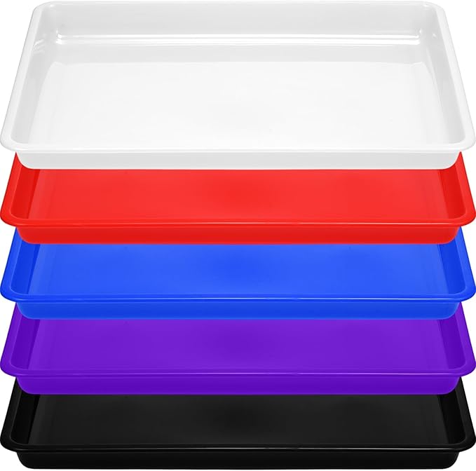 Hoteam 10 Pcs Flat Storage Organizer Tray Bin Paper Tray for Classroom Plastic Stackable File Organizer for School Office Teacher Book Organization(Simple Color,16.14 x 11.81 x 1.38 Inch)