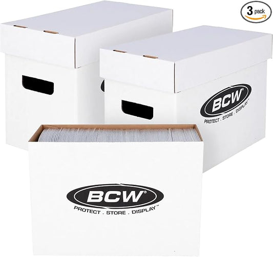 BCW Short Comic Storage Box - 3 Pack | Holds 150-175 Current/Silver Age Comics | Stackable, Durable 200 lb. Strength