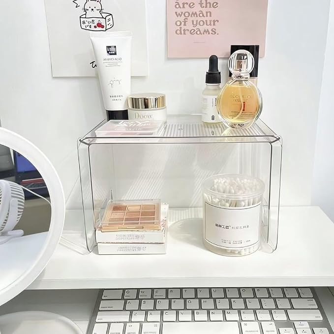 Clear Acrylic Book Stand Organizer, Desktop Book Holder with Anti-Tilt Design, Transparent Plastic Bookends for Office Desk & Home Study Use