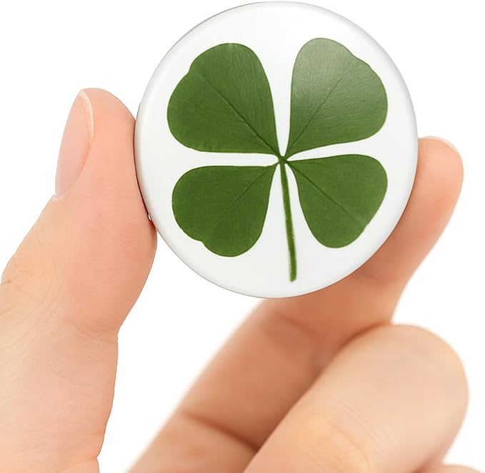 Real Four Leaf Clover White Pocket Token - Lucky Token, U.S Half Dollar Coin Sized - Genuine 4 Leaf Clover Good Luck Charm - Perfect as Good Luck Gifts