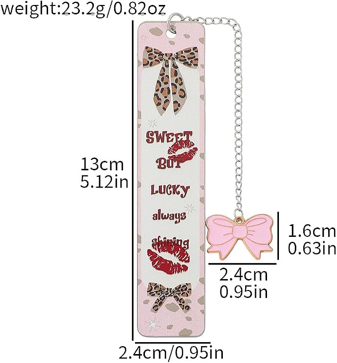 Pink Bowknot Stainless Steel Bookmark - Printed with Cute Bowknot Patterns & Equipped with Heart Pendants, Ideal for Female Readers, Perfect Birthday Gift for Girlfriends (2pcs Set B)