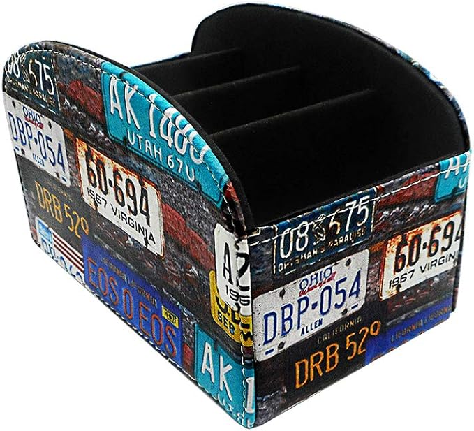 Leather Remote Control Organizer with 4 Spacious Compartments for TV & Table/Desk