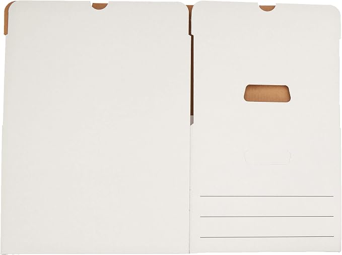 Amazon Basics Medium Duty Storage/Filing Boxes with Lid and Handles, Legal/Letter Size, Collapsible, Foldable, Tape-Free Assembly, 16.2" L x 12.5" W x 10.5" H, White, 12-Pack