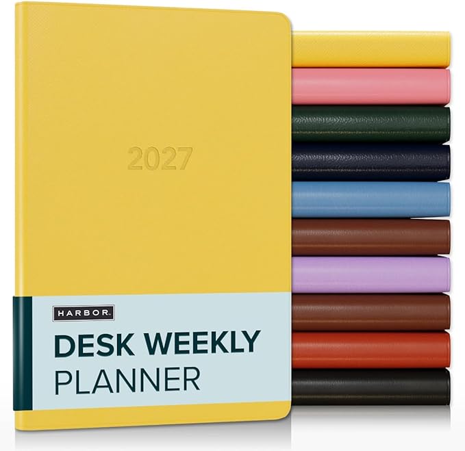 Harbor Desk Weekly Monthly Planner 2027 - Calendar Planner and Notebook, Durable Faux Leather, 192 Pages, Softcover & Book Bound - Key West Sundance - 8x5.5"