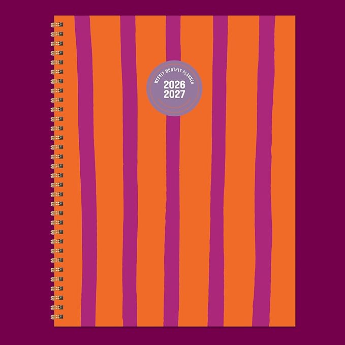 TF Publishing July 2026 - June 2027 Statement Stripe Large Weekly Monthly Planner - 12 Month Academic Planner 2026-2027 with Durable Cover, Thick Uncoated Paper, and Planning Stickers - 9in x 11in