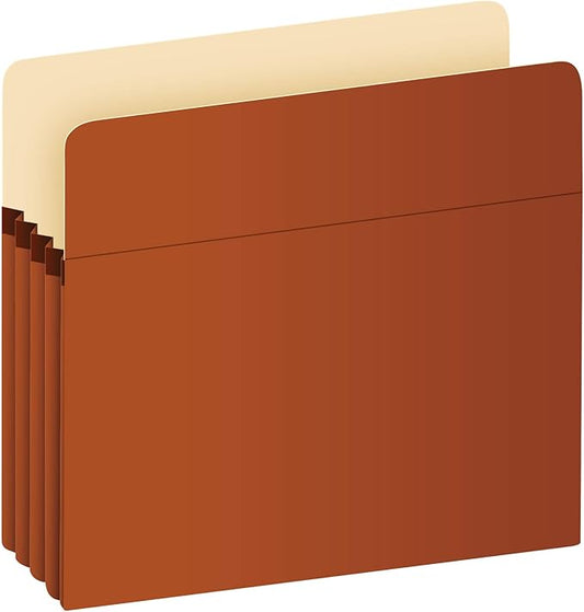 Pendaflex Expanding File Pockets, File Organizers for School, Home or Office, Letter Size, Redrope, 3.5" Expansion, Reinforced with DuPont™ Tyvek® Material, Redrope, 25 per Box (1524E-OX)