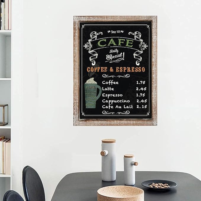 16''x12'' Wood Framed Chalkboard for Wall Home Decorative Chalk Board for Shool,Office,Wedding and Menu. (Brown, 16''x12'')