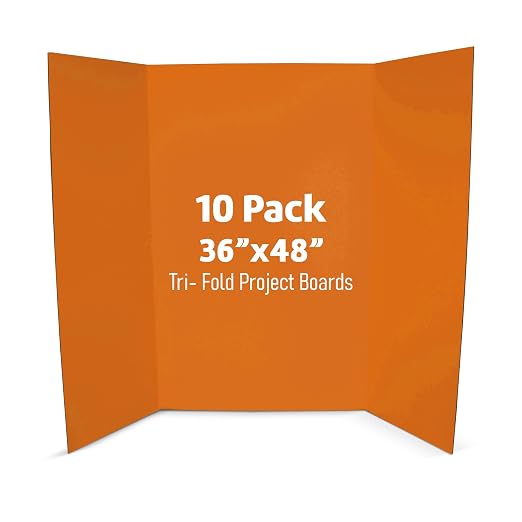 Flipside Products 36” x 48” Project Boards for Presentations, Science Fair, School Projects, Event Displays and Trifold Picture Board, Proudly Made in USA - Orange - 10 Pack