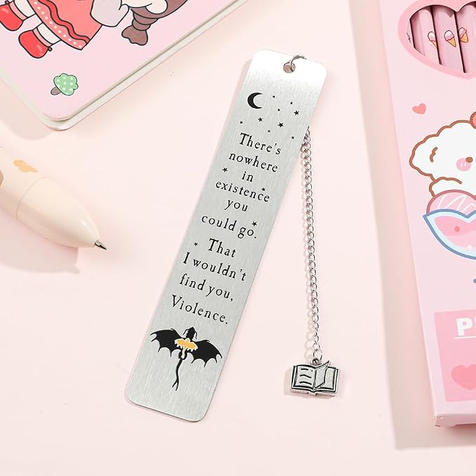 Dragon Metal Bookmarks Set, Fourth Wing Stainless Steel Bookmark with Charm, Book Mark for Reading Women and Men, Book Accessories for Book Lover (Style 2)