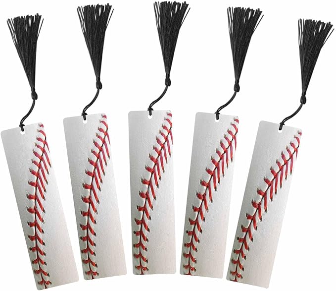 Baseball 5 Pcs Bookmarks Sports Training Healthy Lifestyle Wooden Bookmarks with Tassel for Students Reader Teachers Book Lovers