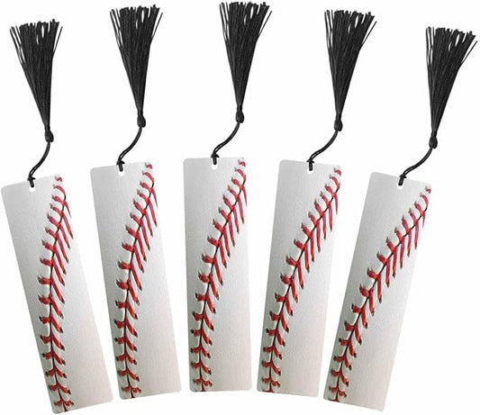 Baseball 5 Pcs Bookmarks Sports Training Healthy Lifestyle Wooden Bookmarks with Tassel for Students Reader Teachers Book Lovers