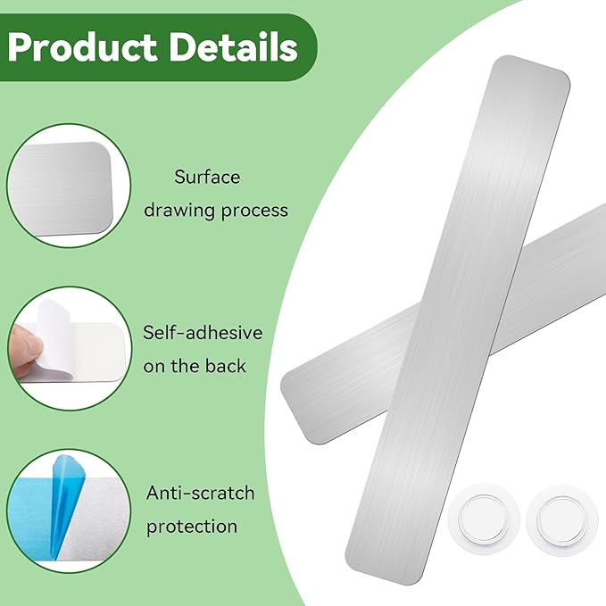 ZDZBLX Magnetic Board 4-Pack, Frameless Memo Bulletin Board Bar for Wall | Adhesive Backing Metal Magnet Board Strips for Office, Home, Kitchen | Includes 7 Strong White Magnet | Metal Magnetic Strips