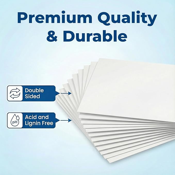 Rosmonde Large Size 22"x28" Poster Boards, White 50 Sheets Bulk Pack, Extra Thick Heavyduty Science Fair Presentation Boards, Bulk Poster Boards for Art Display, DIY, School Projects, Crafts & Drawing