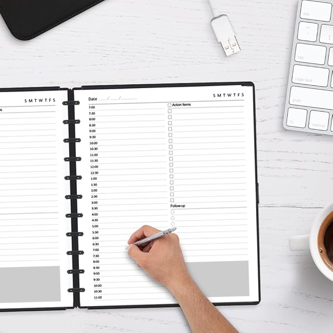 Letter Size Undated Daily Planner Refills, A4 Disc Paper for TUL System, 11 Disc Planner Inserts, Total 100 Sheets/200 Pages, College Ruled, 8.5 X 11 Inch, Undated Planners Refills