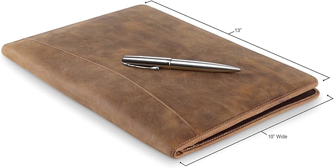 Moonster Leather Portfolio Professional Organizer Padfolio – Resume Folder with Luxury Pen - Leather Binder Portfolio Writing Pad with Business Card Holder - Portfolio Folder for Men & Women