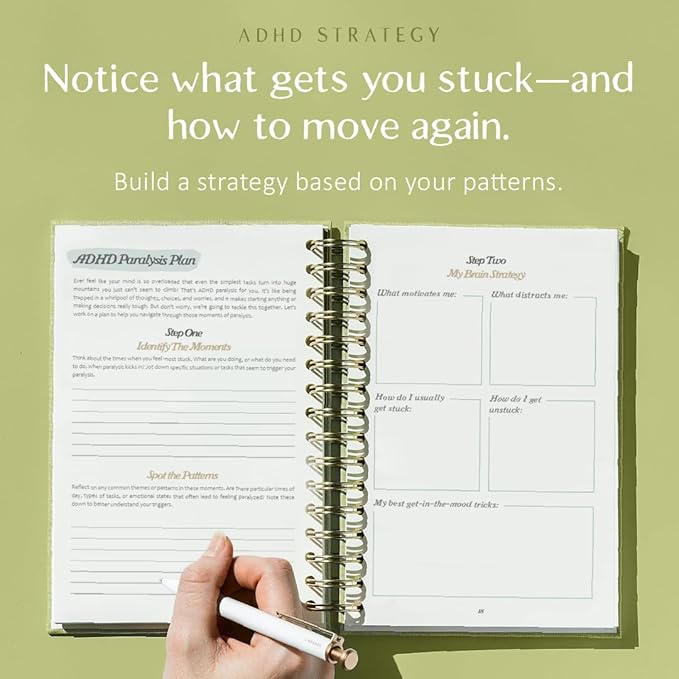 The ADHD Planner - Undated Daily/Weekly Schedule Organizer Journal - Habit Tracker Record Emotions & Mood - Academic Goals - Structure & Focus for Adults (Spiral) (Green)