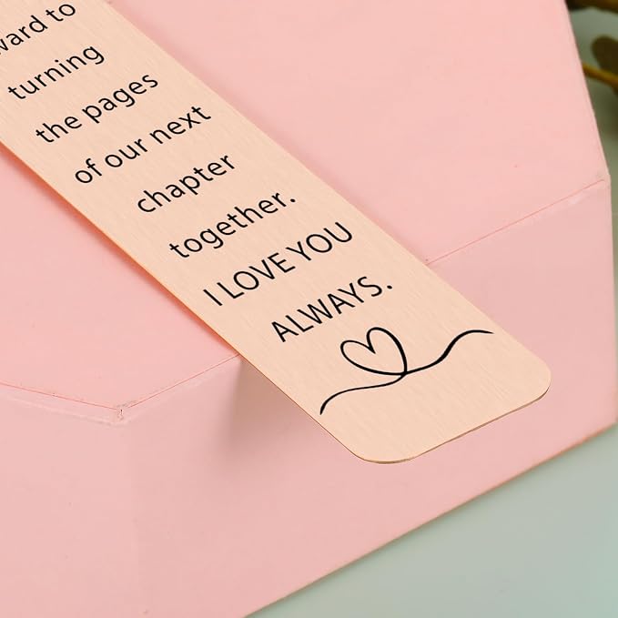 Bronze Anniversary Wedding Gifts for Her Him, 8th Anniversary Bookmark for Husband Wife, 8 Year of Marriage Gift for Men, Rose Gold Steel Gifts for Couples, Romantic Birthday Christmas Gift for Women
