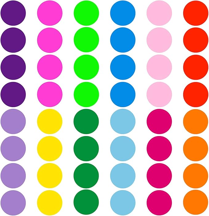 ELANE 48 Pcs Colorful Dry Erase Dots for Classroom Tables, Board for Desk, Sticker for Wall, Tables (6 Inch) (48)