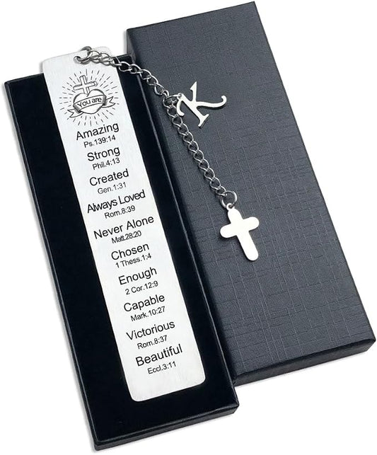 Bible Bookmark for Women Book Lovers Sister Christian Book Marker Gifts for Reader Teens Girls Baptism Birthday Christmas Gift for Coworker Students Bookish Easter Gifts (Silver-K)