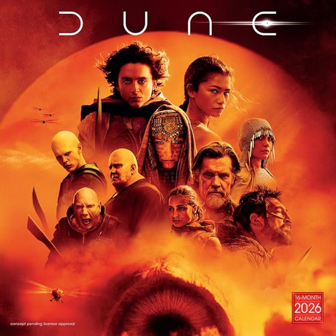 Dune 2026 Wall Calendar, 12-Month Sci-Fi Fantasy Movie Art Calendar, 12" x 12", 2026 Wall Planner and Organizer with Large Grids for Home or Office, Epic Sci-Fi Art