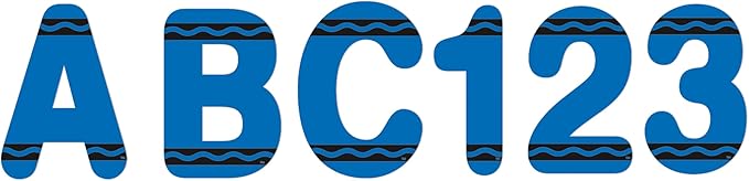 Eureka Crayola Letter, Number, Punctuation Mark, and Symbol Classroom Decorations for Teachers, 4" H, 178 Pieces, Blue