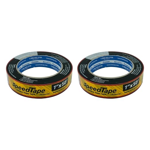 FastCap Peel and Stick SpeedTape Double Sided Adhesive Tape for Edge Banding - Wood Working Tools for Home Repair and Home Improvement - 1" x 50', 2-Pack - 98224-2P