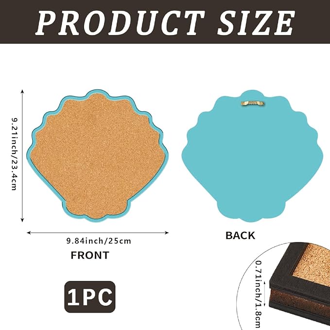 CRASPIRE Shell Pin Cork Board 9.84x9.21In Framed Bulletin Display Badge Wooden Saddle Brown Wall Mounted Memory Memo Brooch Lapel Pin Holder Storage for Home Office School Classroom Wedding Decoration