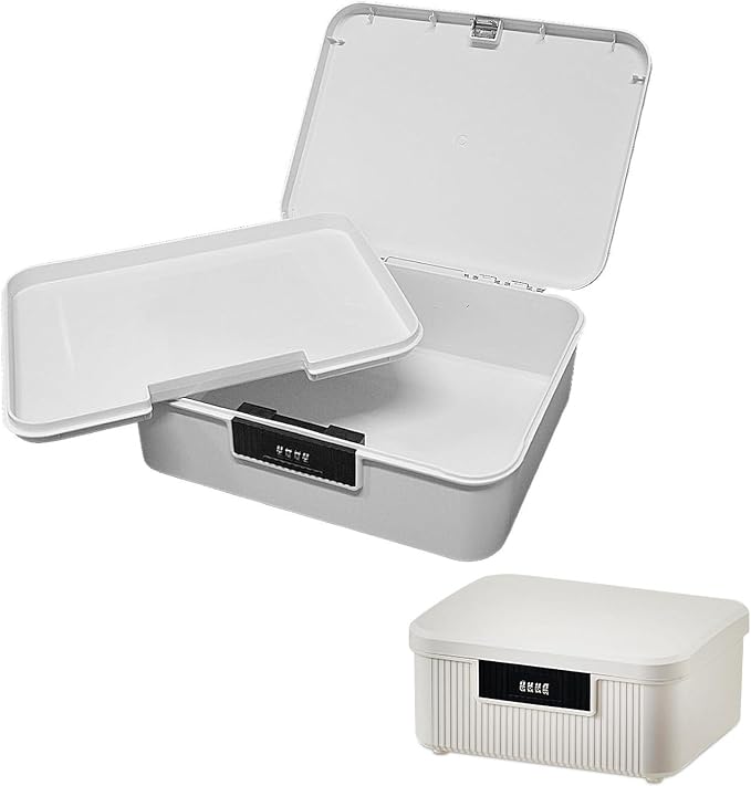 Saim Combination Lockable Storage Box, 4.2 Gallon Heavy-Duty Plastic Storage Container Bin for Office, Home, Dorm Organizer for Documents, Valuables & Supplies, Item Organizer 16 Liter (White)