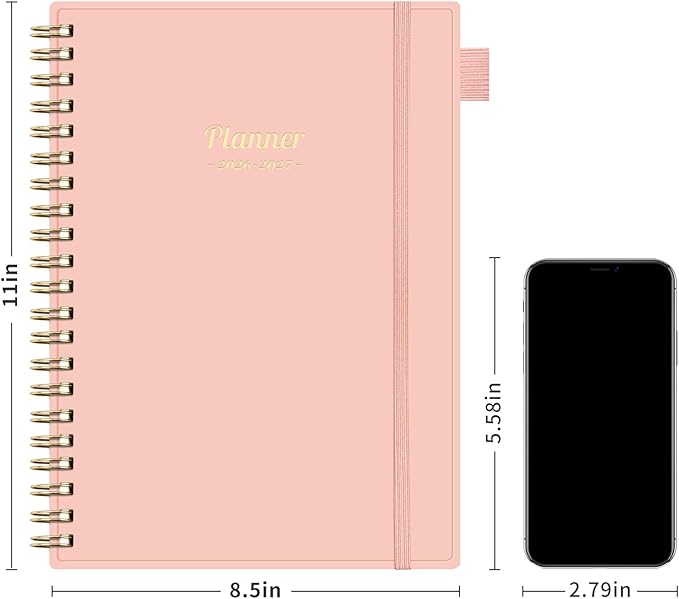 AHGXG Academic Planner 2026-2027, July 2026 - June 2027, Weekly and Monthly, 8.5" x 11", Calendar, Agenda for Women, Teacher, Student, School, 12-Month Tabs (Pink)