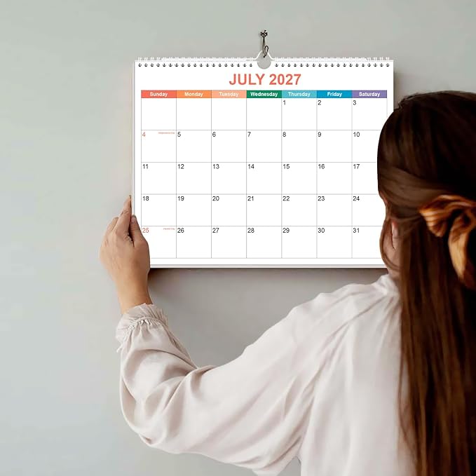 Calendar 2026-2027, Wall Calendar 2026-2027 from June 2026 - December 2027, 19 Months Calendar with Premium Paper, Twin-Wire Binding & Hanging Hook, 8.5" x 11", Colorful