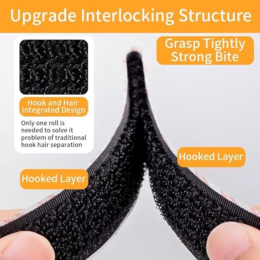 Adhesive Back Tape Roll Black Reusable Adhesive Hook and Loop Customizable Cutting Suitable for a Wide Range of scenarios
