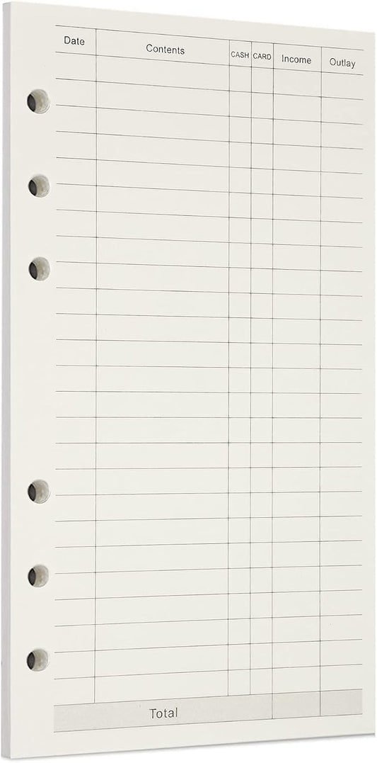 Zelten 1 Pack A6 45 Sheets/90 Pages Finance Loose Leaf Punched Paper Refills Paper for 6 Hole Binder Personal Organizer Diary Notebook Refillable Planner