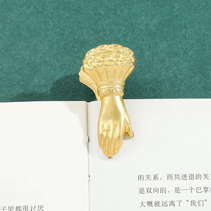 1pcs Retro Hand Women's Bookmark - Noble Metal Bookmark Clip, Small and Delicate Handwritten Bookmark Clip Stationery, Birthday Gift for Beautiful Girls, Christmas Gift for Women (Gold)