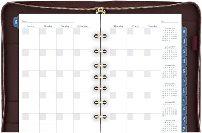 AT-A-GLANCE Faux Leather Undated Starter Set, 7-Ring, 5-1/2" x 8-1/2", Desk Size, Fashion, Merlot (DR1114-040)