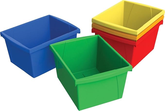 Storex Storage Bins, 10 5/8 x 15 5/8 x 8, 5 1/2 Gallon, Assorted Color, Plastic (61515U06C)